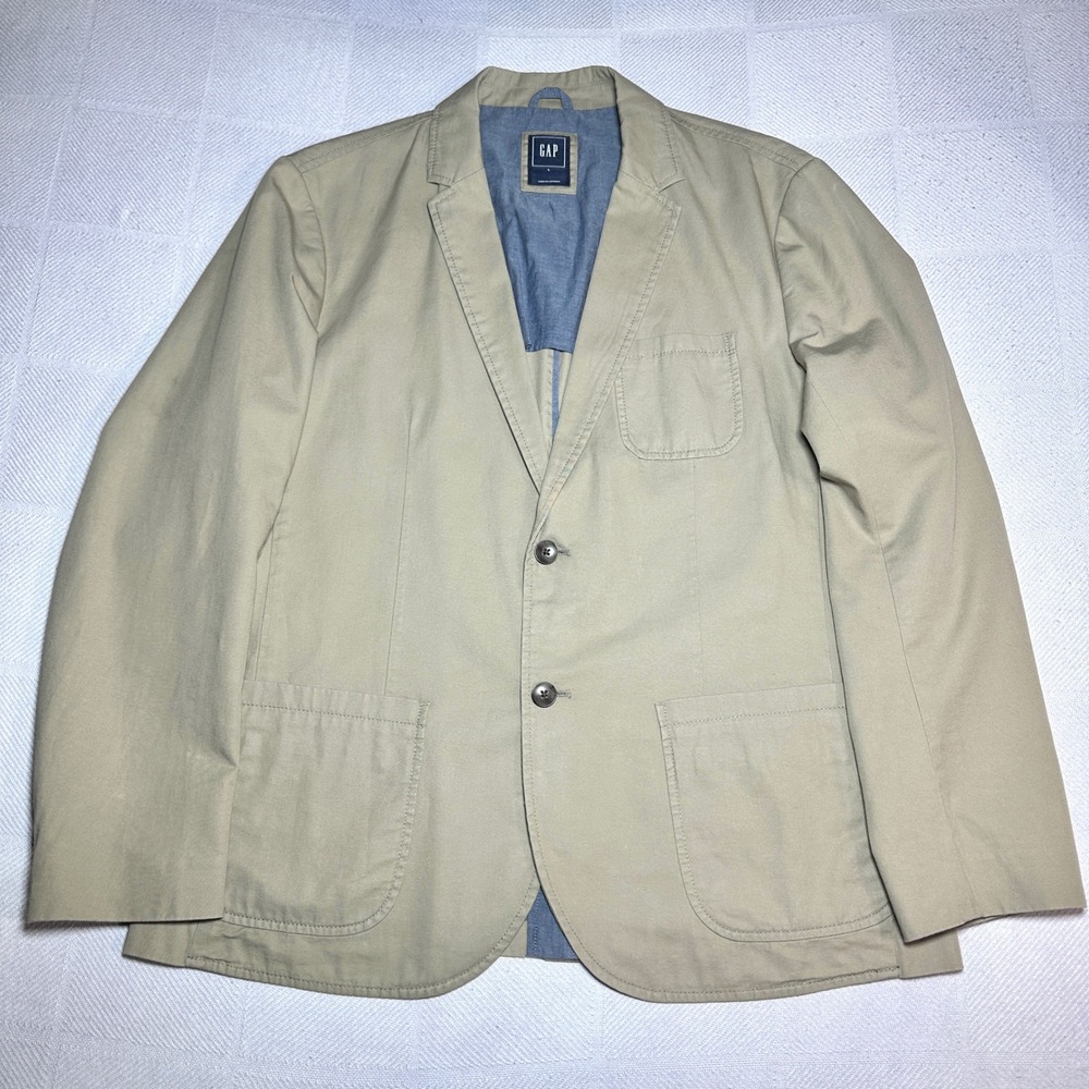 Gap Blazer Mens Large Cotton Twill Chino‎ Academy Sport Coat Khaki Unstructured